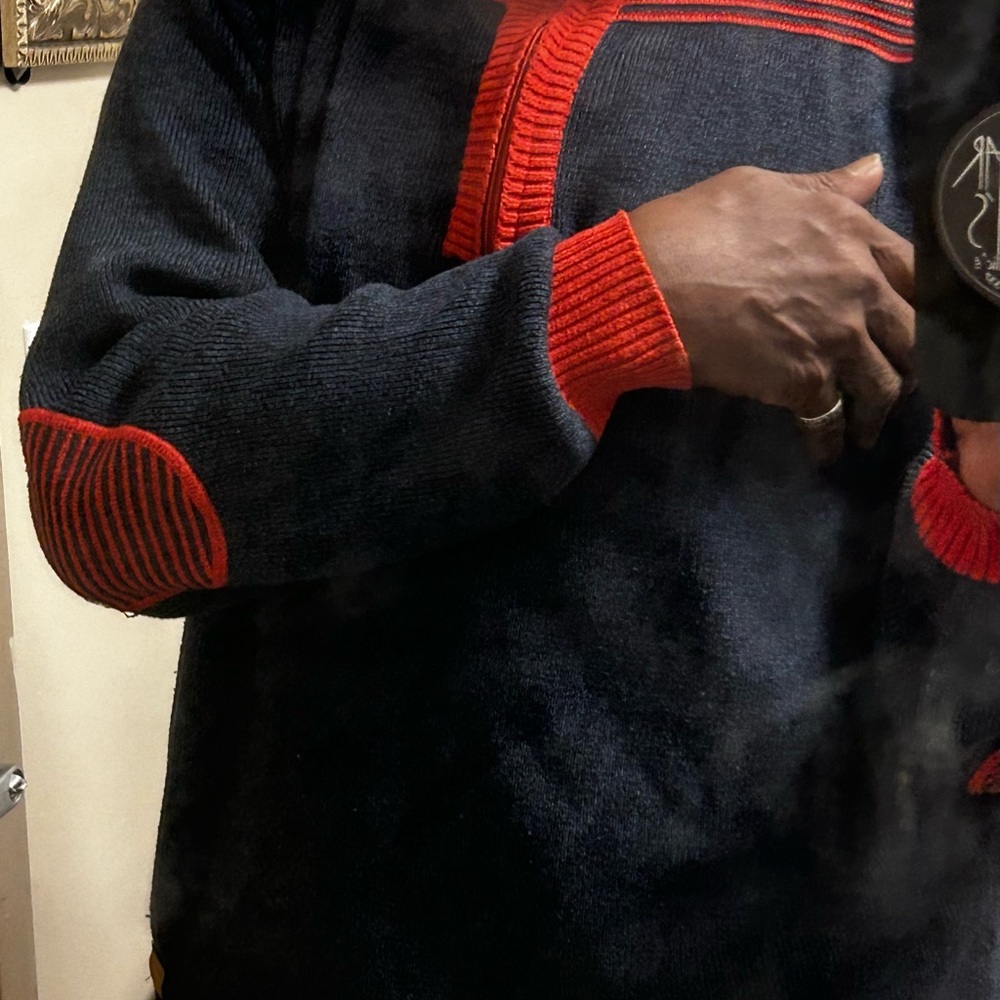 Men's Navy and Red Sweater